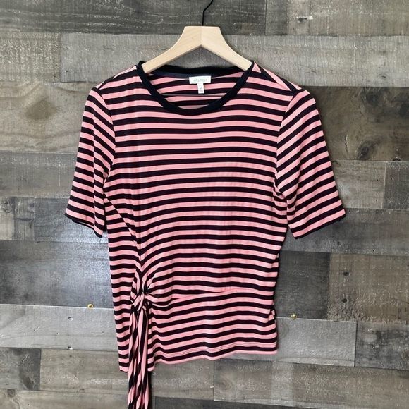 Ella Moss Khloe Striped Tie Knot Knit Tee - Picture 2 of 10